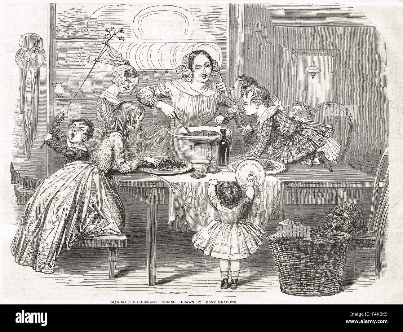 Victorian Christmas Pudding Making 1848 Stock Photo