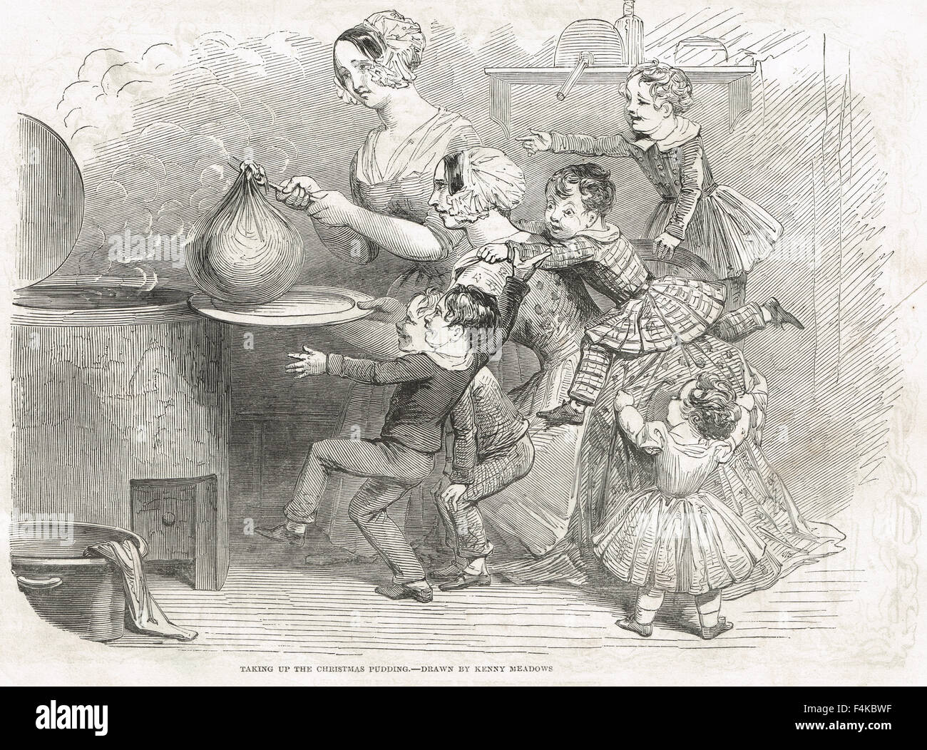 Victorian Christmas Pudding Taking 1848 Stock Photo