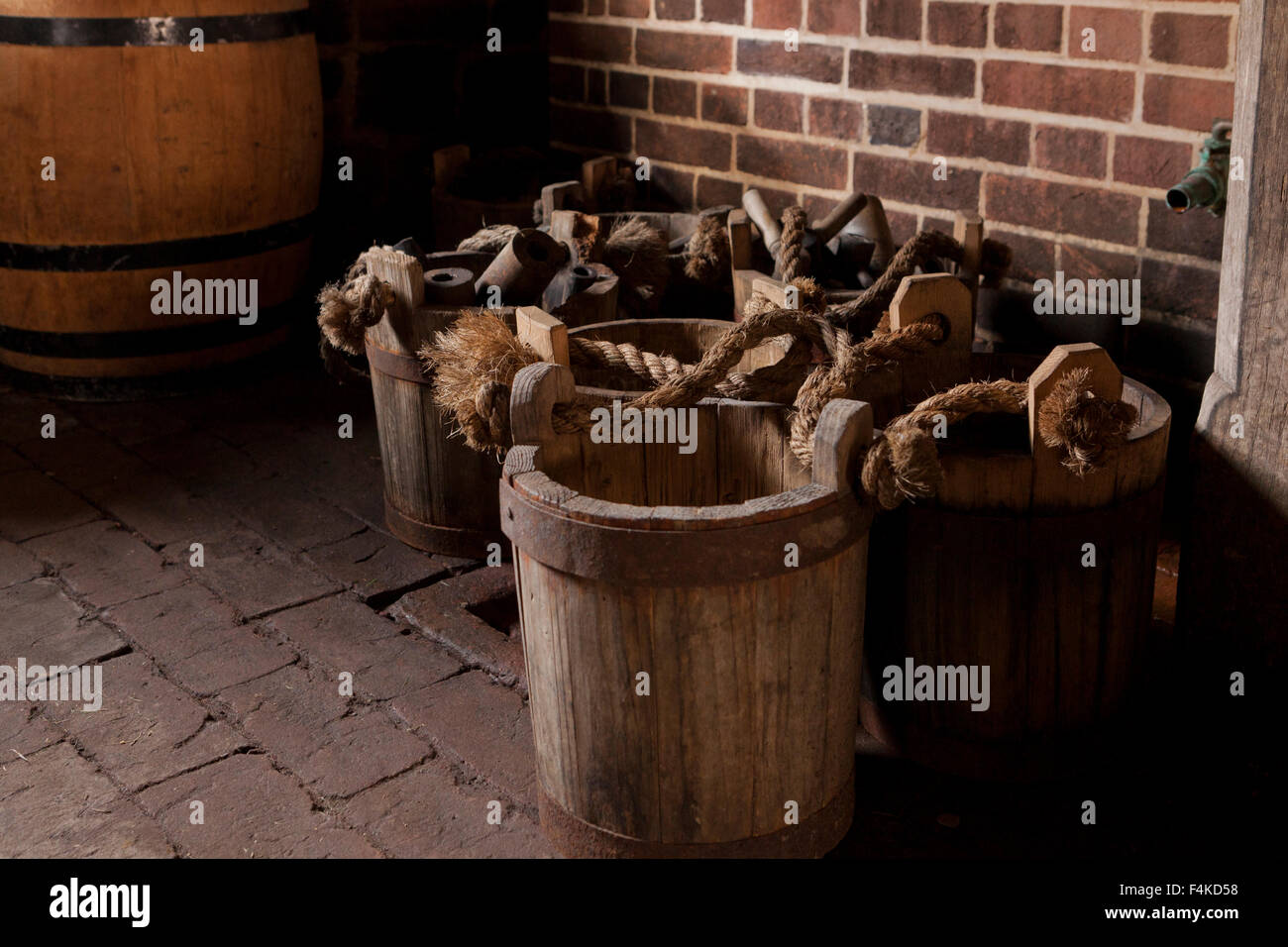 Wooden buckets - USA Stock Photo