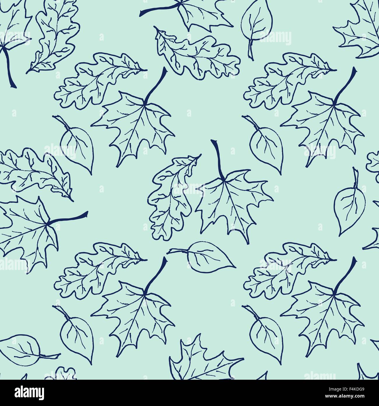 Seamless pattern with hand drawn leaves Stock Vector Image & Art - Alamy