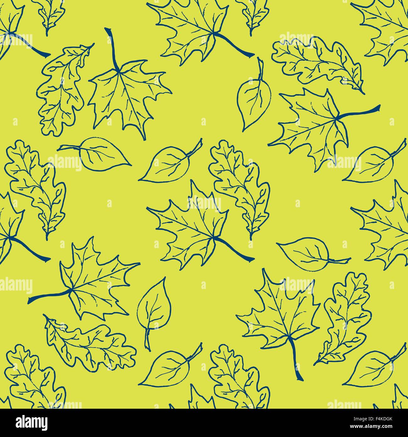 Seamless pattern with hand drawn leaves Stock Vector Image & Art - Alamy