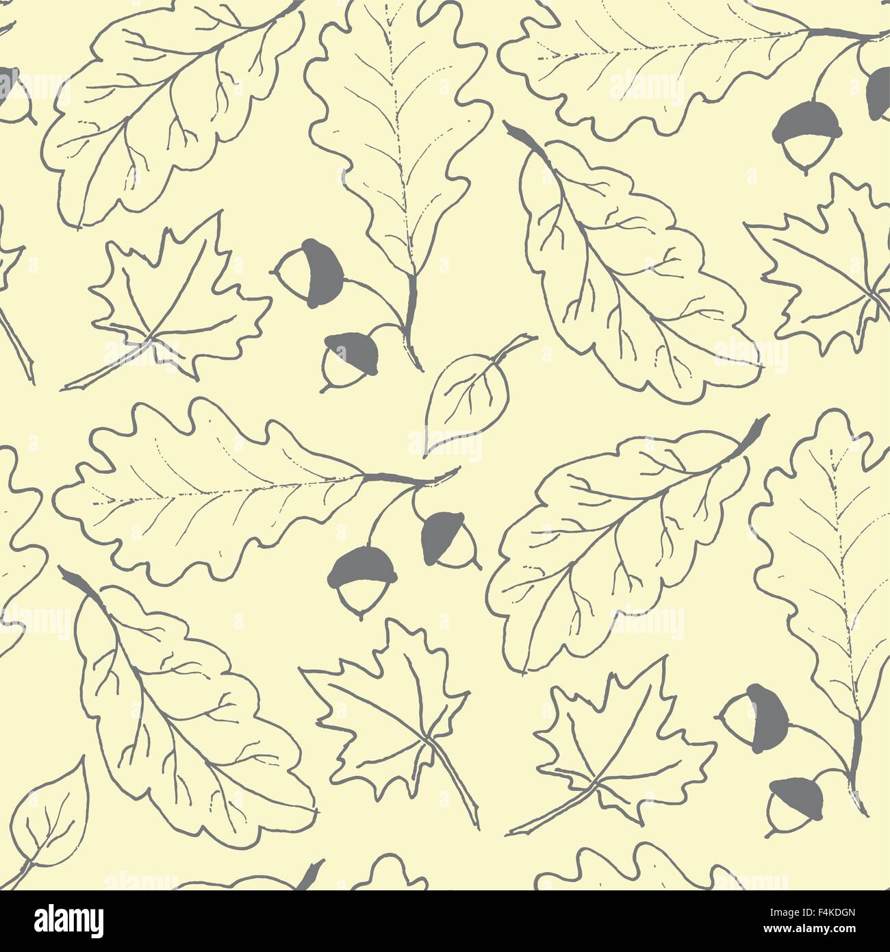 Seamless pattern with hand drawn leaves Stock Vector Image & Art - Alamy
