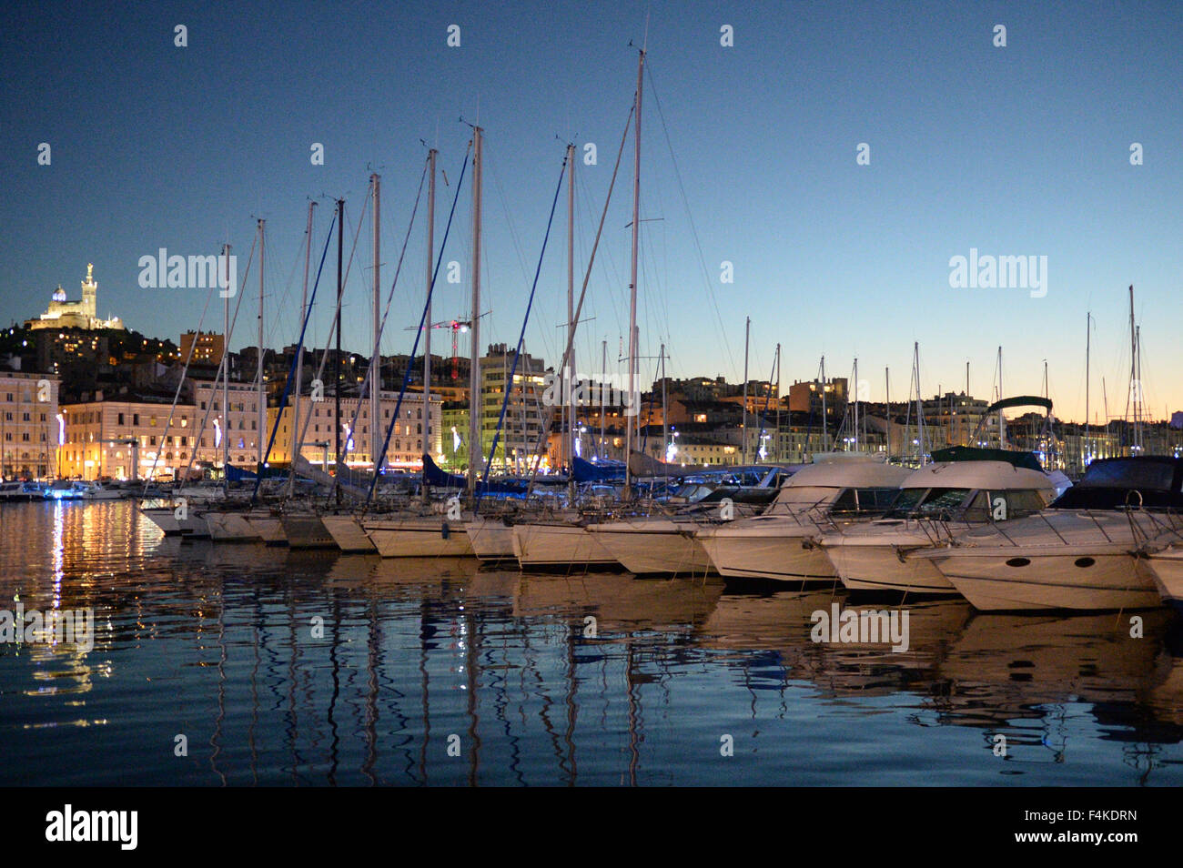 Marseilles dock at dusk Stock Photo