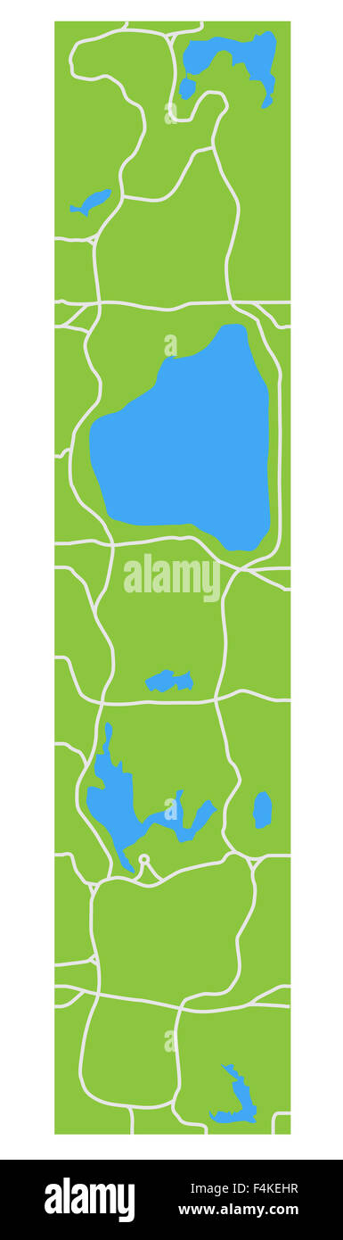 Minimalistic stylized map of Central Park New York showing lakes and main transitions. Stock Photo