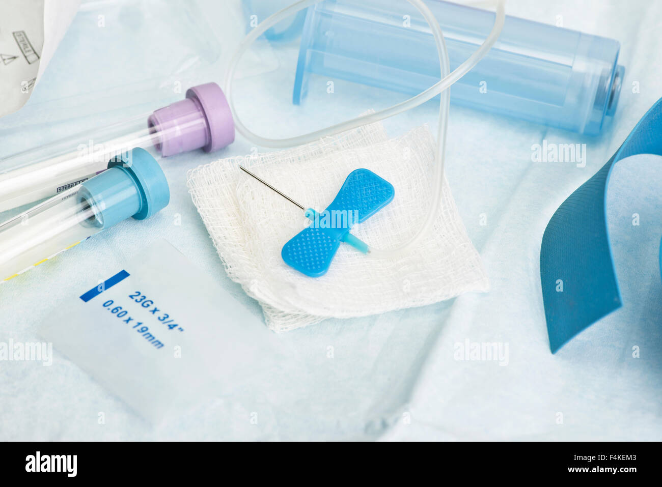 Butterfly catheter with blood sample collection tubes and supplies