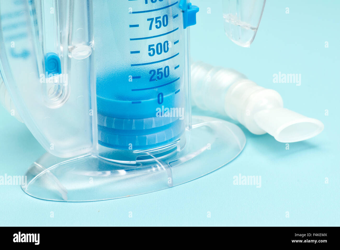 Respiratory therapy patient incentive spirometer. Stock Photo