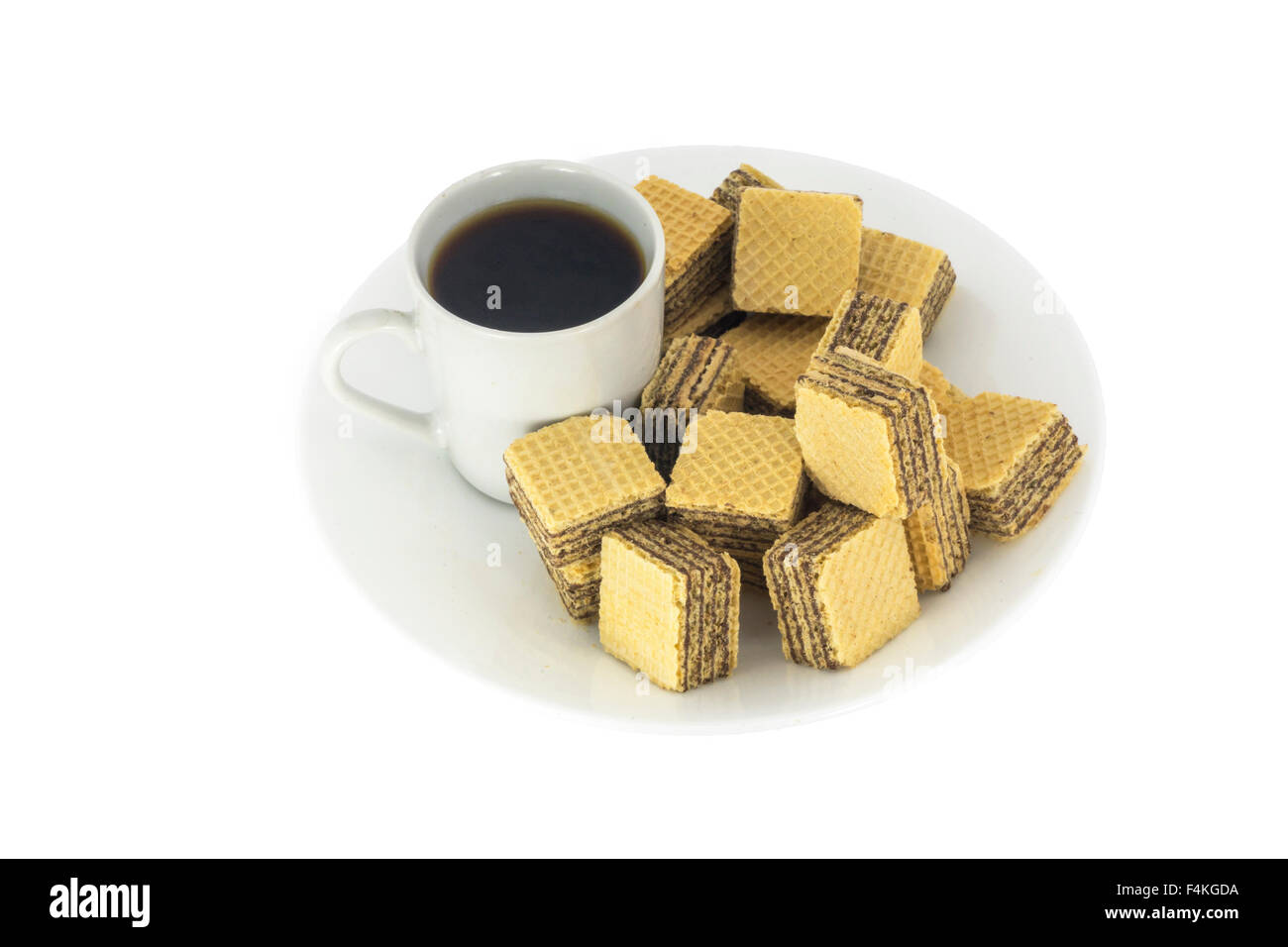 A cup of coffee and wafer cubes Stock Photo Alamy