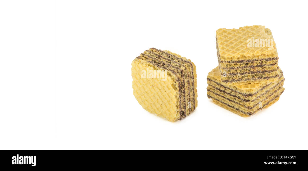Chocolate wafer cubes isolated white background Stock Photo - Alamy