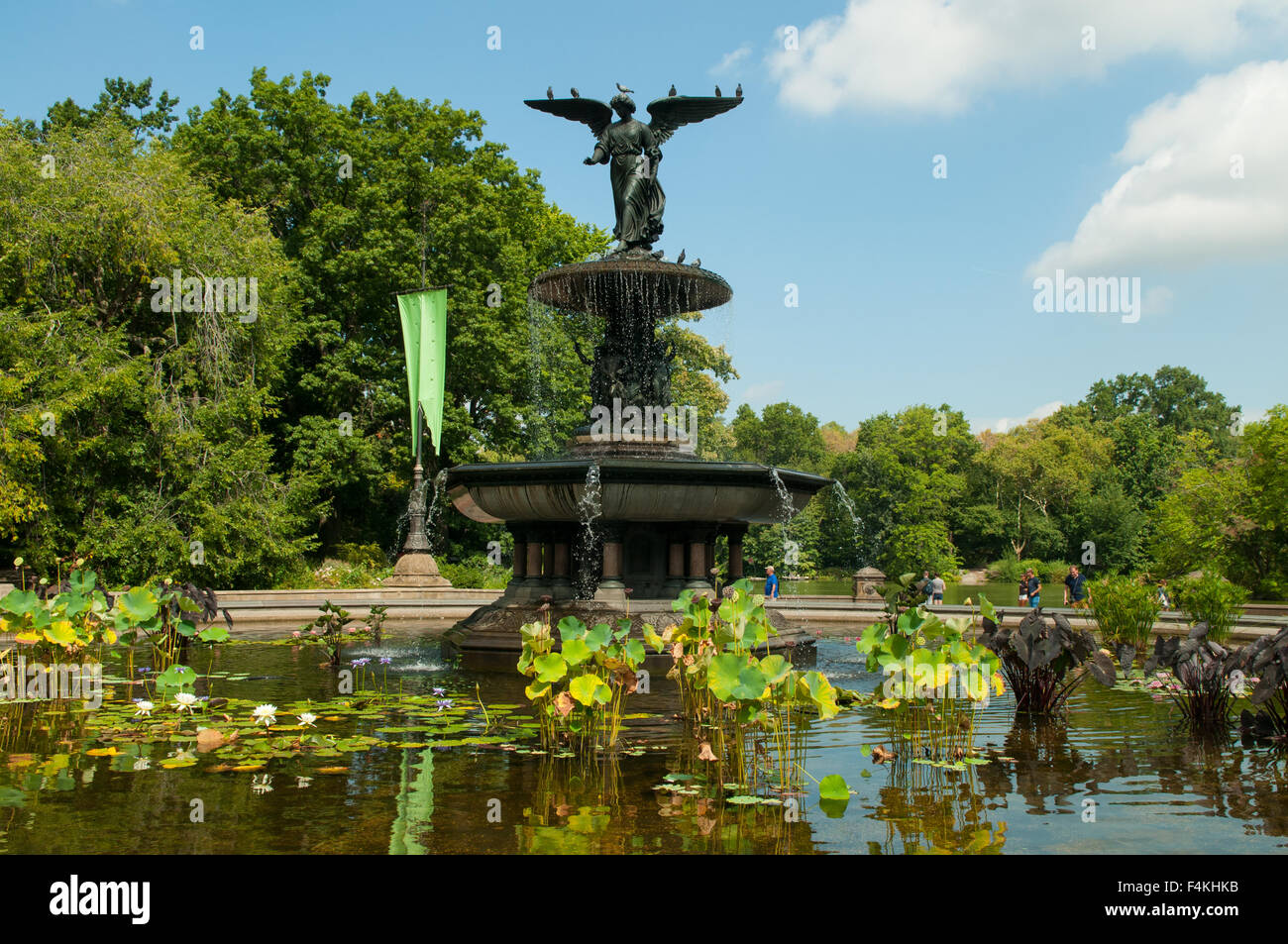 New York City, Manhattan, Central Park, Angel of the Waters Fountain,  Bethesda Terrace Solid-Faced Canvas Print