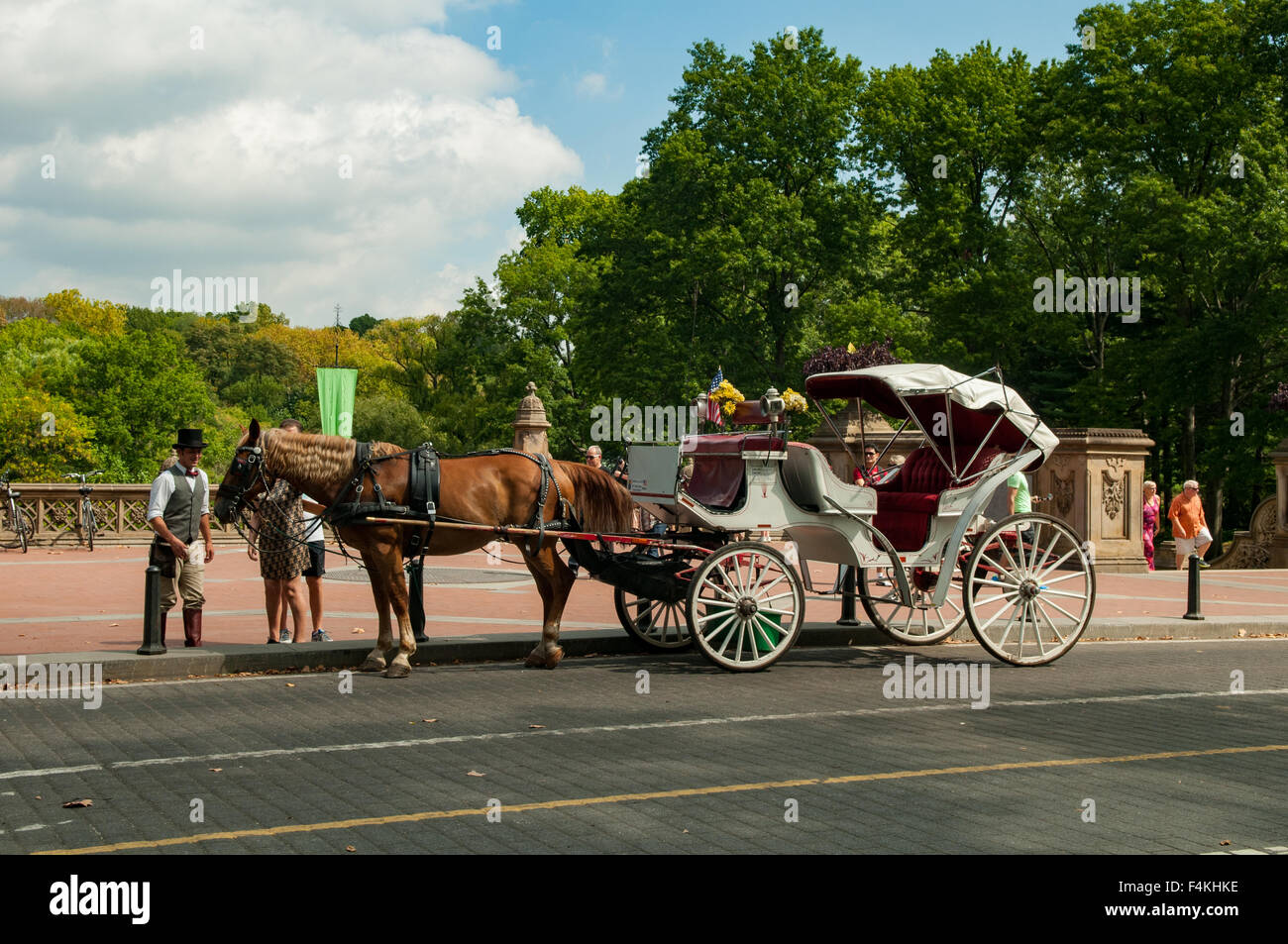 Carriage Ride at Bethesda Terrace, Central Park, New York, USA Stock Photo