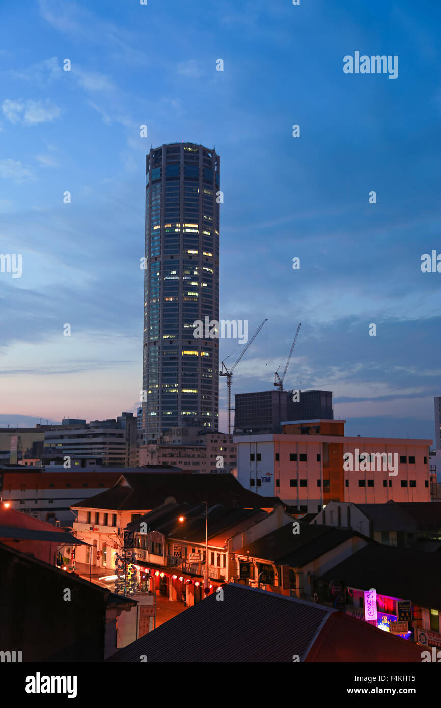 Komtar, the landmark building of Georgetown, the capital city of Penang Malaysia. Stock Photo