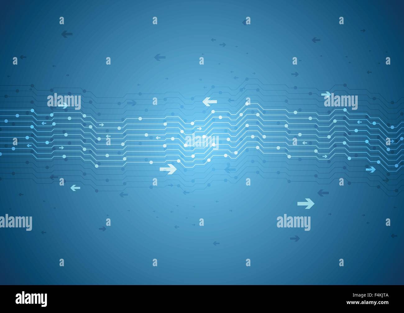 Blue tech circuit board and arrows design. Vector background Stock ...