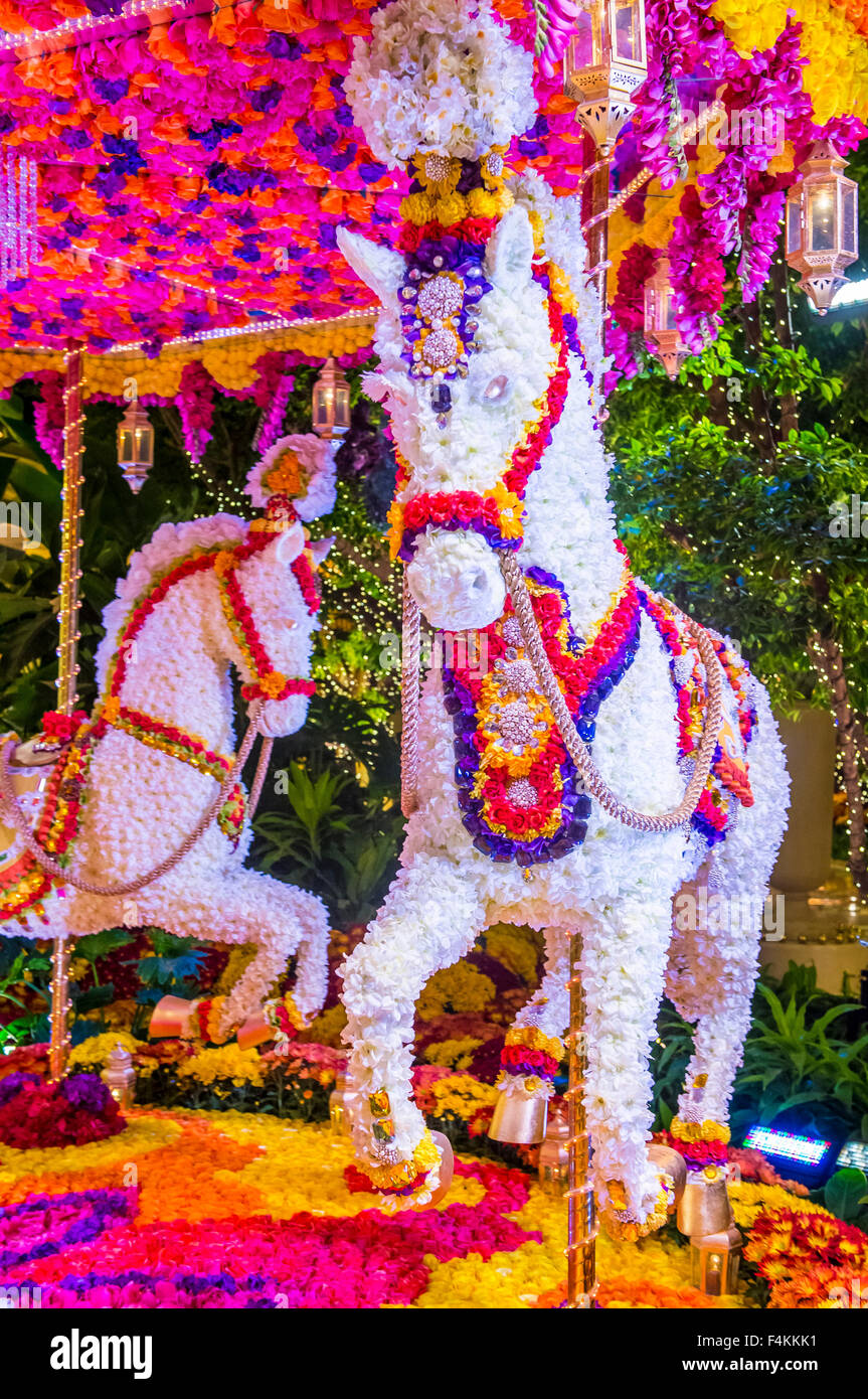 Flowers installation at the Wynn Hotel and casino in Las Vegas. Stock Photo