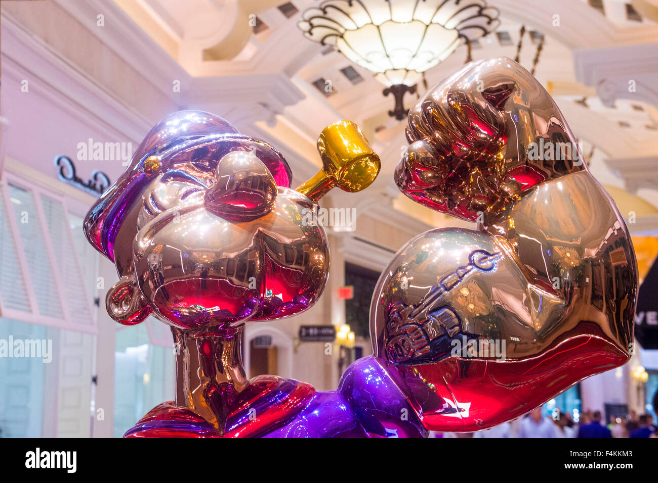 The Jeff Koons Popeye Sculpture display at the Wynn Hotel in Las Vegas
