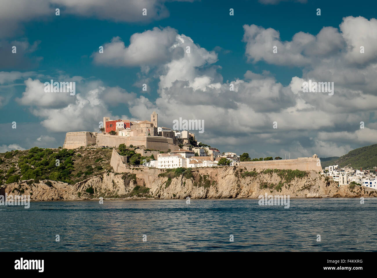 Waterside view of the Dalt Vila of Eivissa. Balearic Islands, Spain Stock Photo