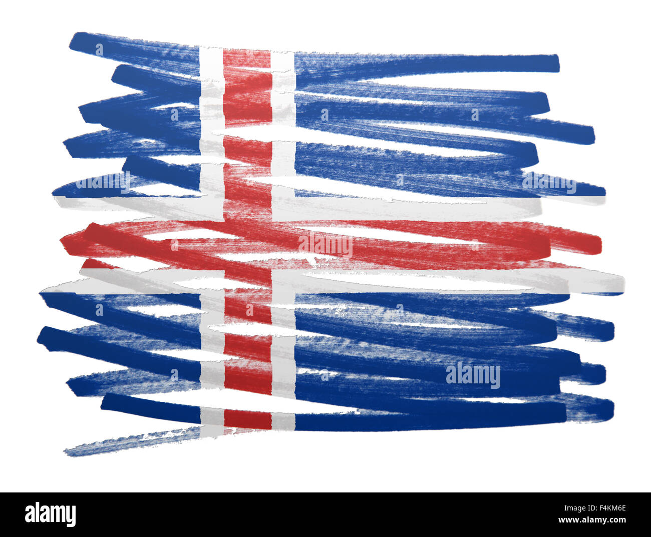 Flag illustration made with pen - Iceland Stock Photo