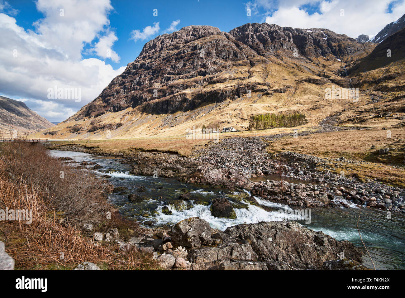 Moody Glencoe; Glen; Coe; River, Highland, Lochaber, Scotland, UK Stock Photo