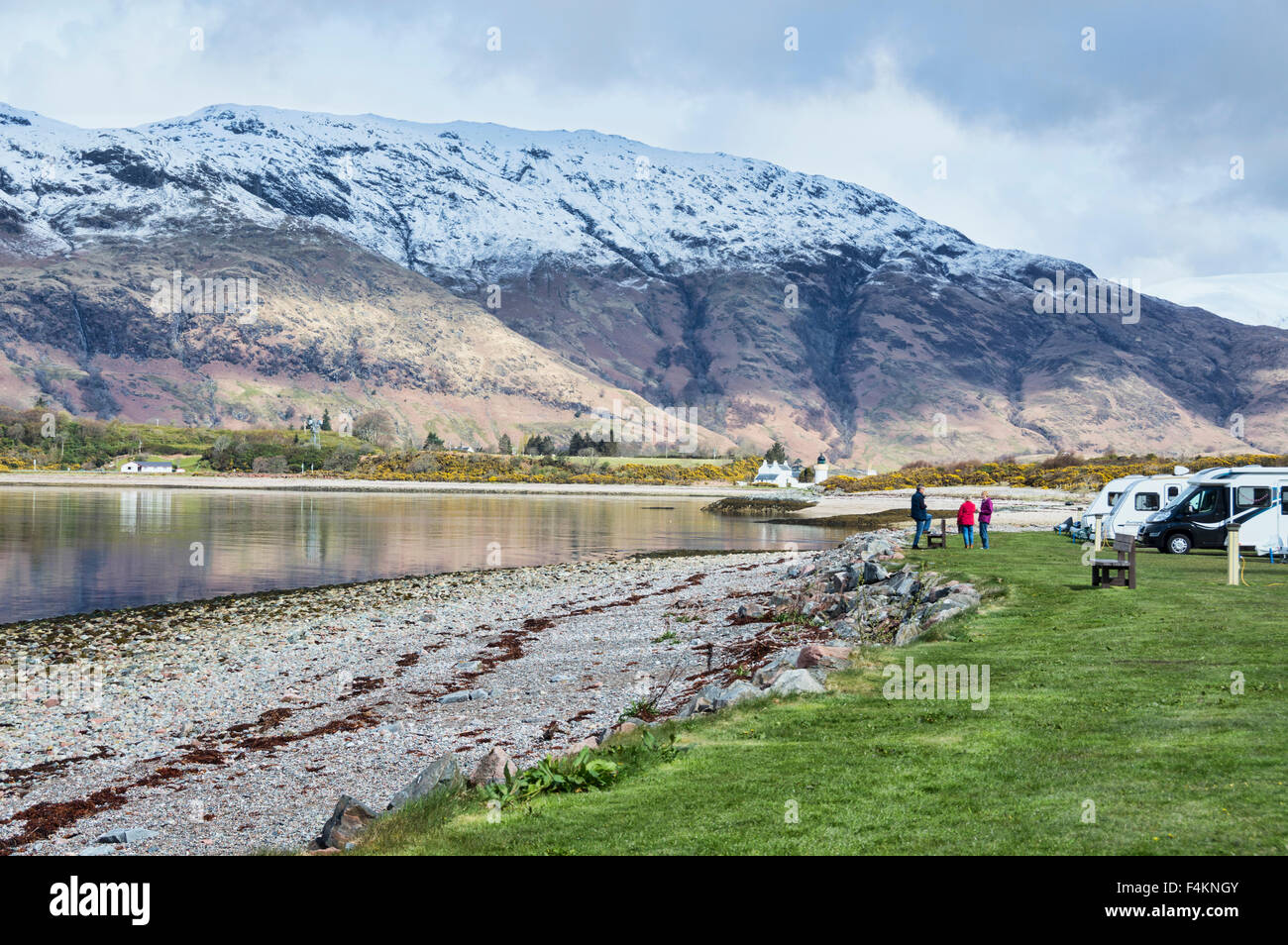 Loch Linnhe, Snow, mountains, Onich, Fort William, Highland Scotland Stock Photo
