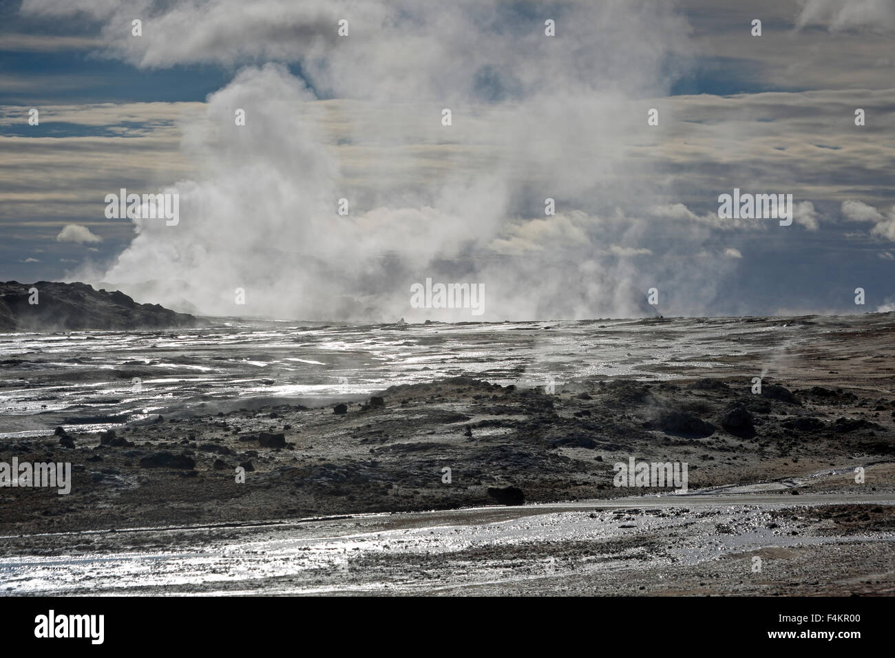View of geothermal feature at Hverir Iceland Stock Photo