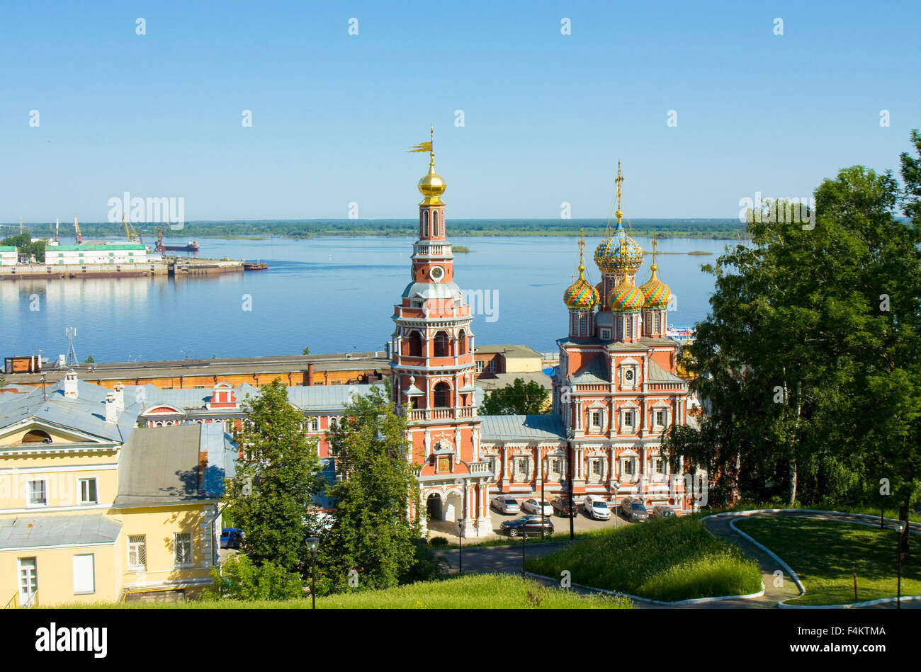 Stroganovskaya orthodox church of St. Mary in town Nizhny Novgorod on ...