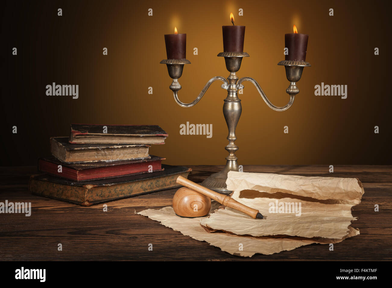 Old Vintage Books Candles Candlestick Stock Photos Free