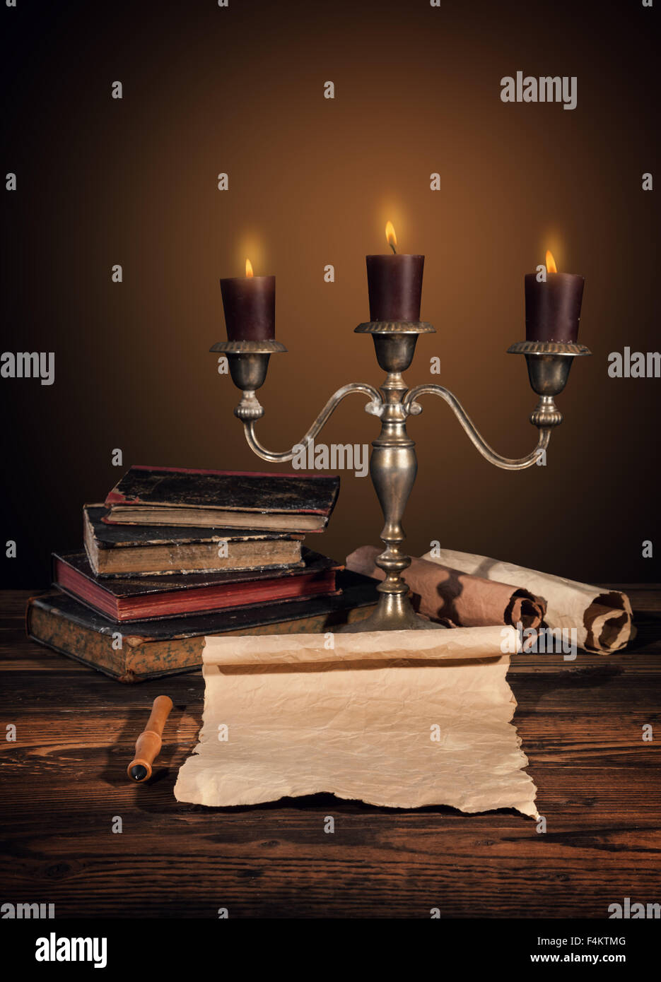 Old Books Candles Stock Photos & Old Books Candles Stock Images Alamy