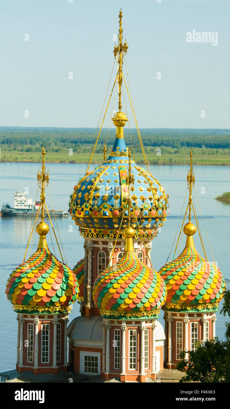 Detail of orthodox Stroganovskaya church of St. Mary in town Nizhny ...