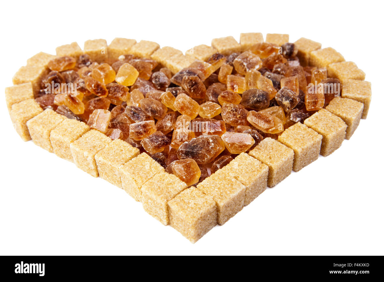 Heart from not refined reed sugar Stock Photo