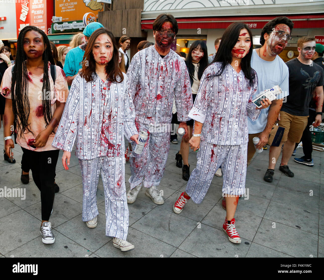 Zombie Walk Seoul, Oct 17, 2015 : People attend Zombie Walk Seoul in