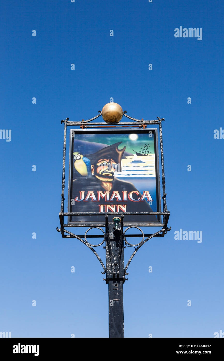 Jamaica Inn pub sign Bolventor near Bodmin Moor Cornwall England UK Stock Photo