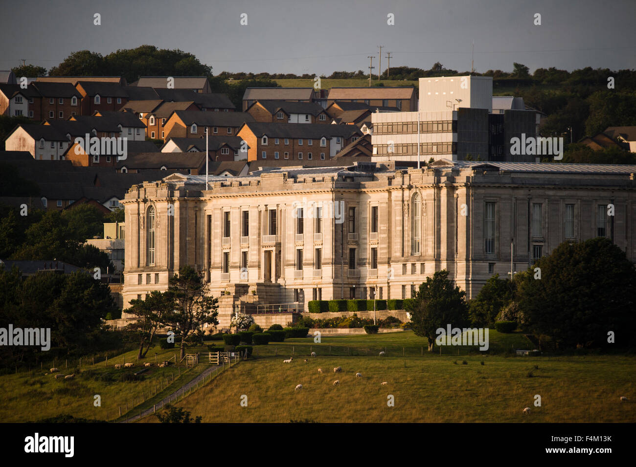 The National Library of Wales , Aberystwyth, with buildings on the University campus in the background. Stock Photo