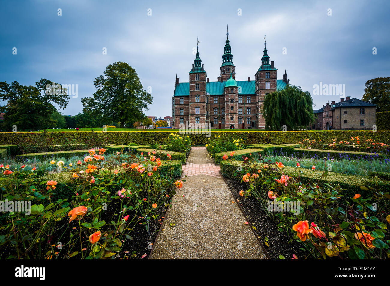 Gardens and Rosenborg Castle, in Copenhagen, Denmark. Stock Photo