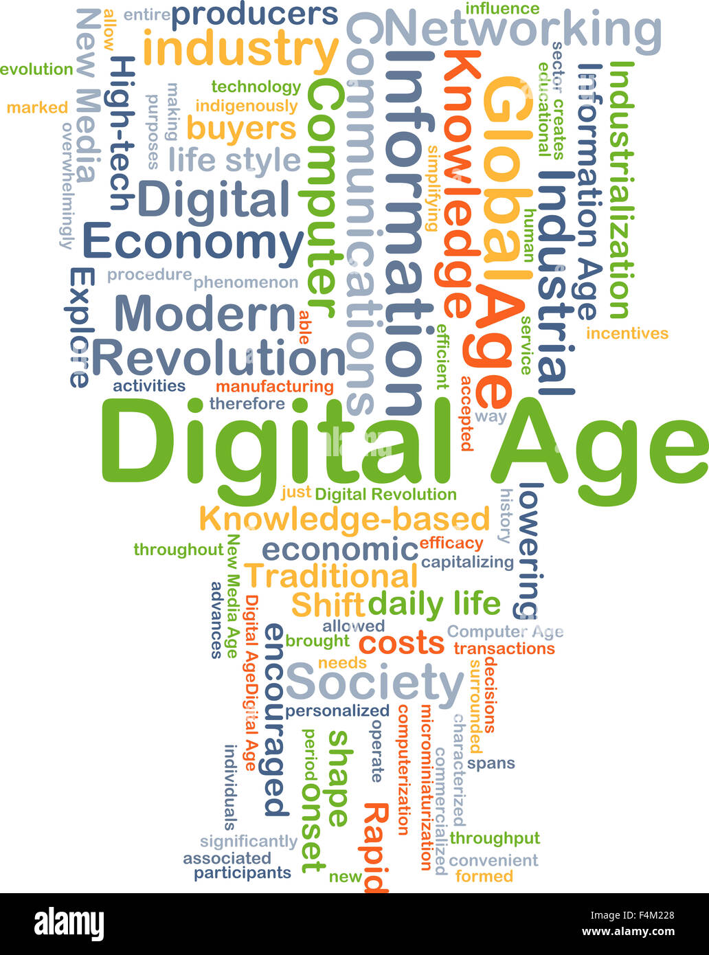 Background concept wordcloud illustration of digital age Stock Photo
