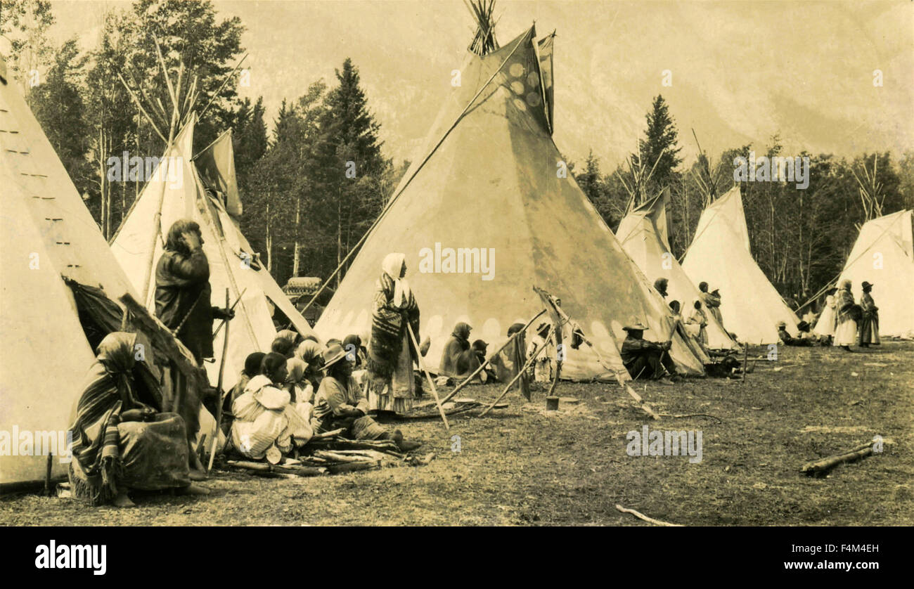 Native American Indian encampment, Canada Stock Photo