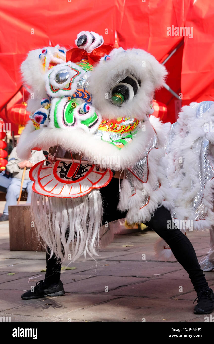 Chinese Dragon Dance performing Stock Photo