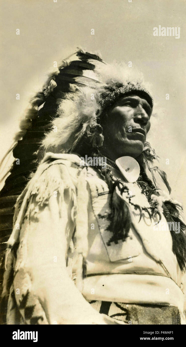 Stoney Native American Indian Chief, Canada Stock Photo