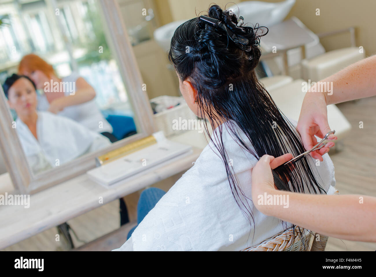 Cutting Long Hair Stock Photo Alamy Cutting Long Hair Stock Photo Alamy