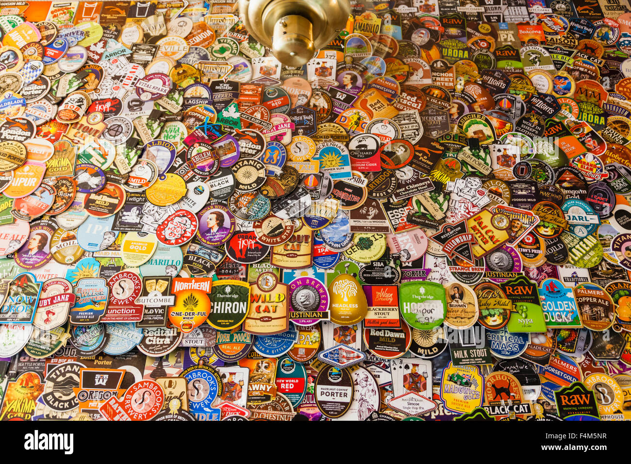 England, London, Pub Display of Beer Mats Stock Photo Alamy