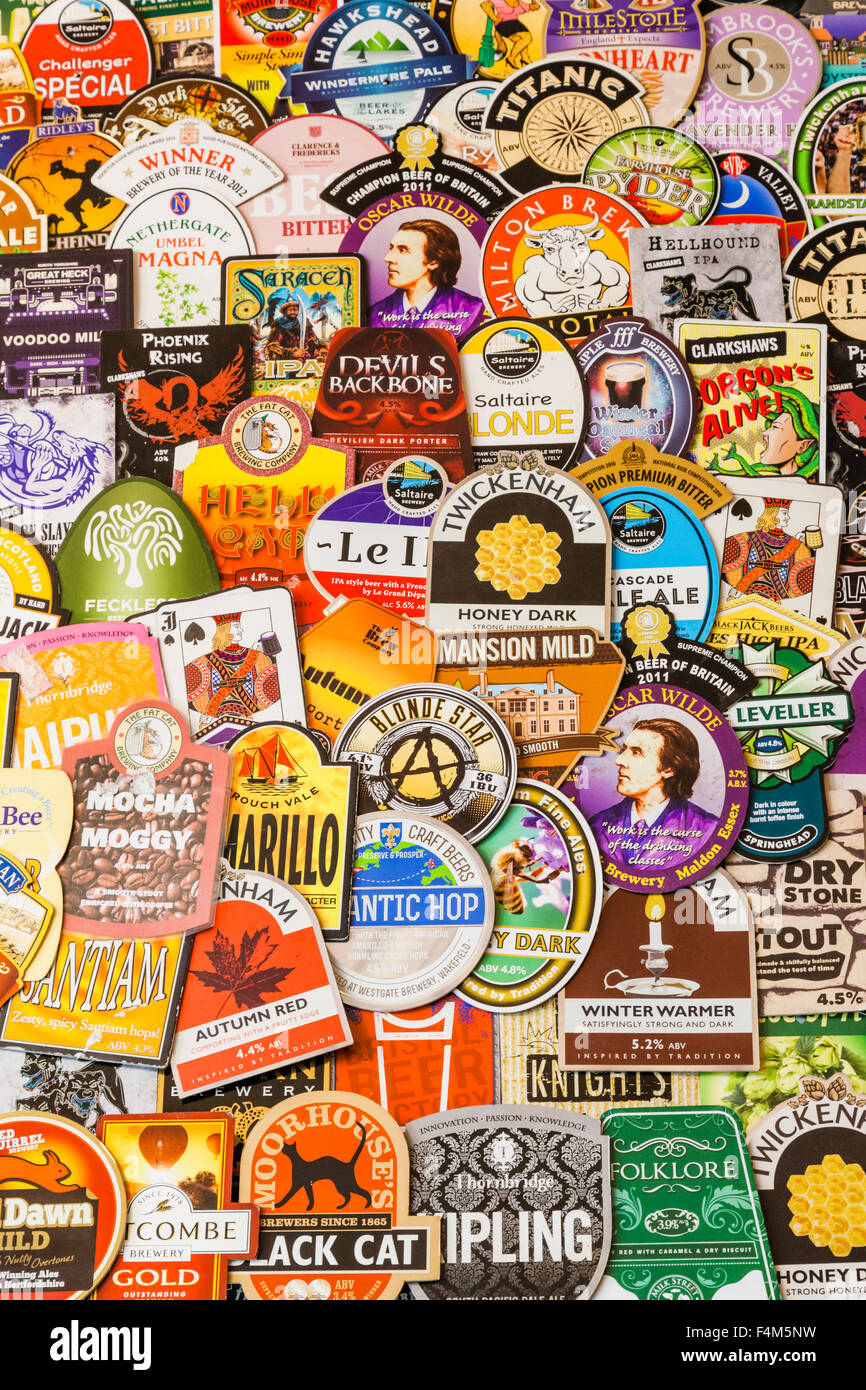 England, London, Pub Display of Beer Mats Stock Photo Alamy