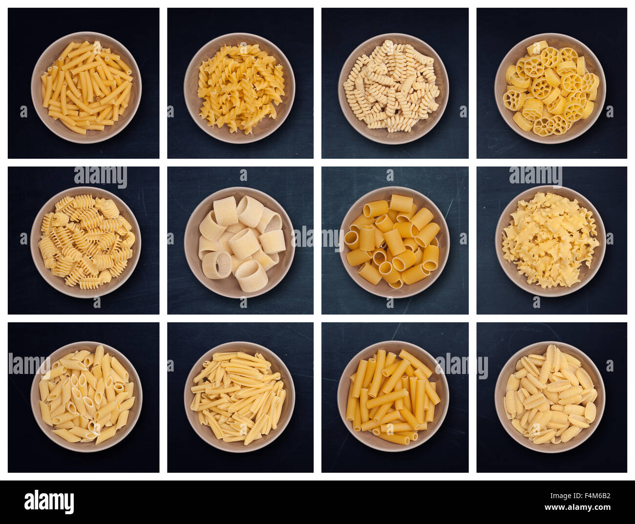 different kind of italian dry pasta Stock Photo