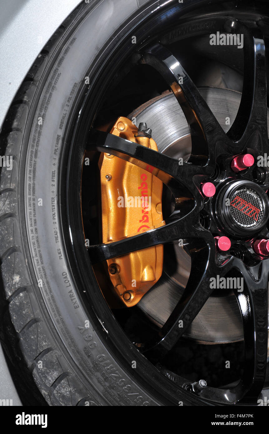 Sports car driving on empty twisting mountain roads, Nissan 350Z (tuned