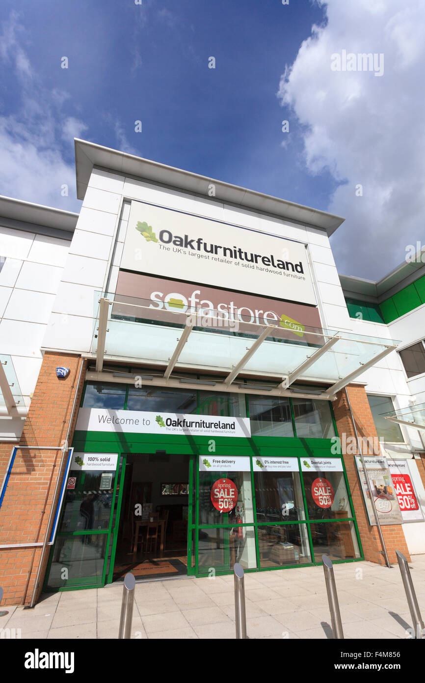Exterior of Oaklands Furinture and SofaStore store without people Stock Photo