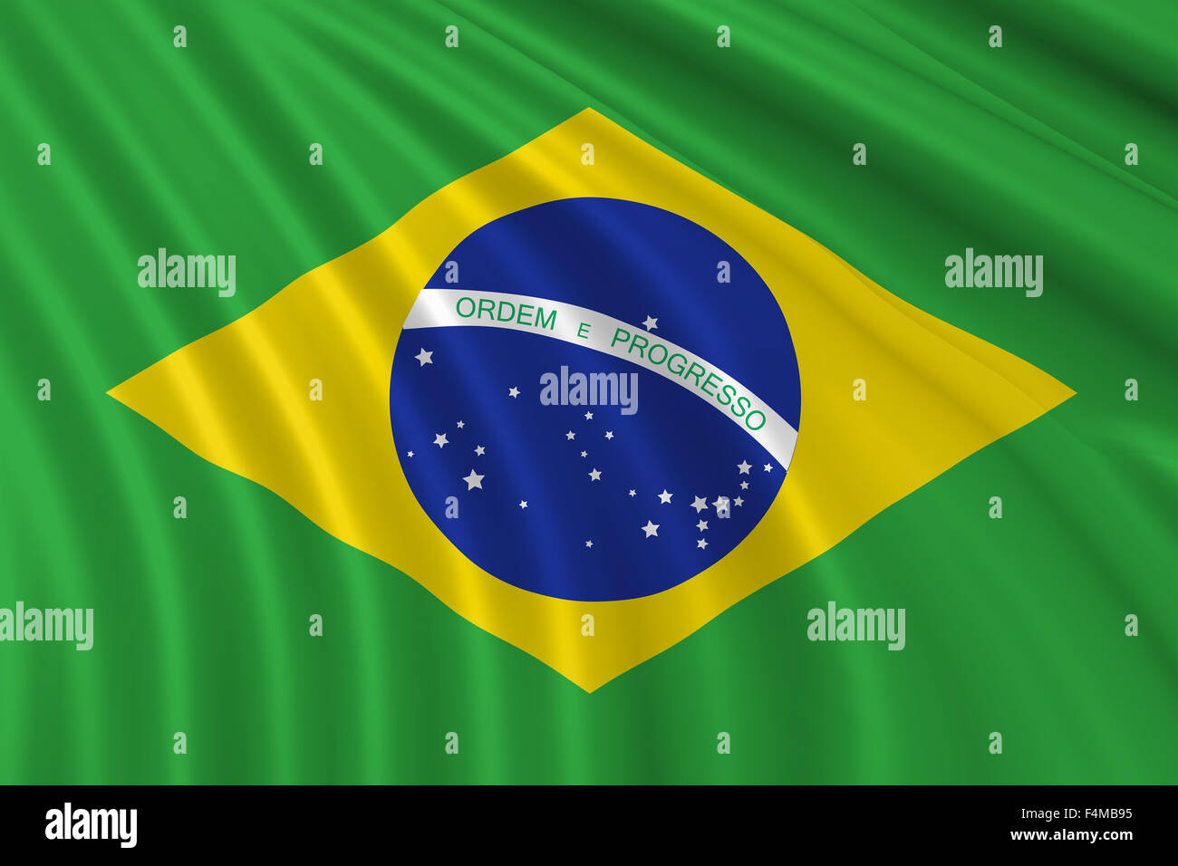 Amazing Brazil waving flag Stock Photo