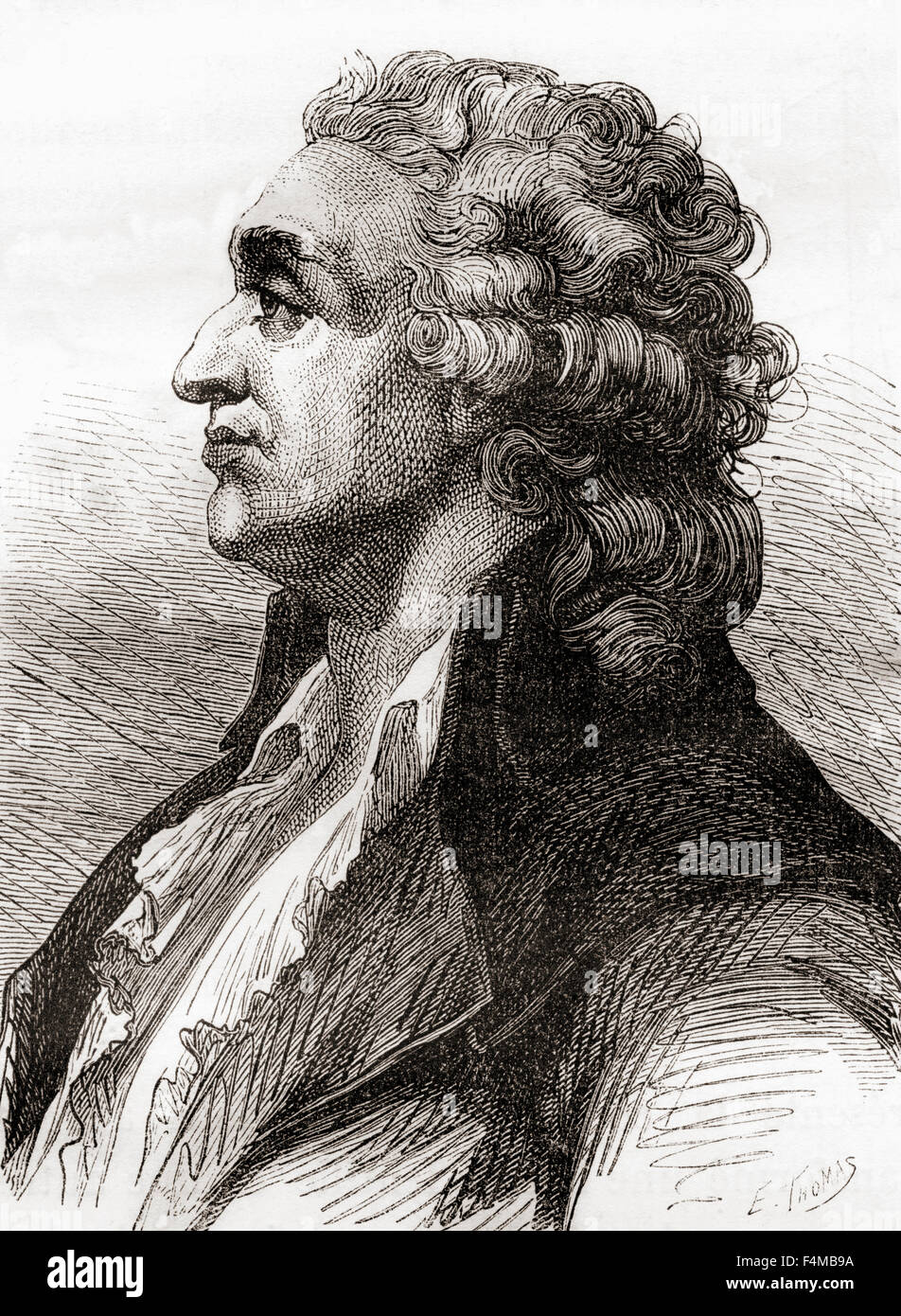 Marie Jean Antoine Nicolas de Caritat, marquis de Condorcet, 1743 – 1794, aka Nicolas de Condorcet.  French philosopher, mathematician and early political scientist. Stock Photo