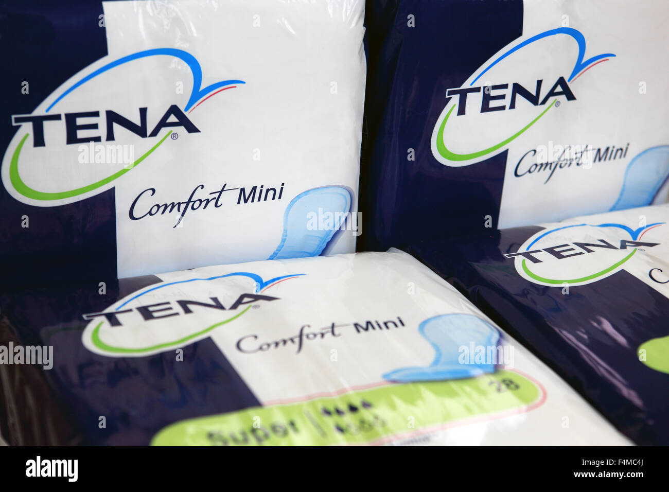 Tena absorption pads for bladder weakness Stock Photo