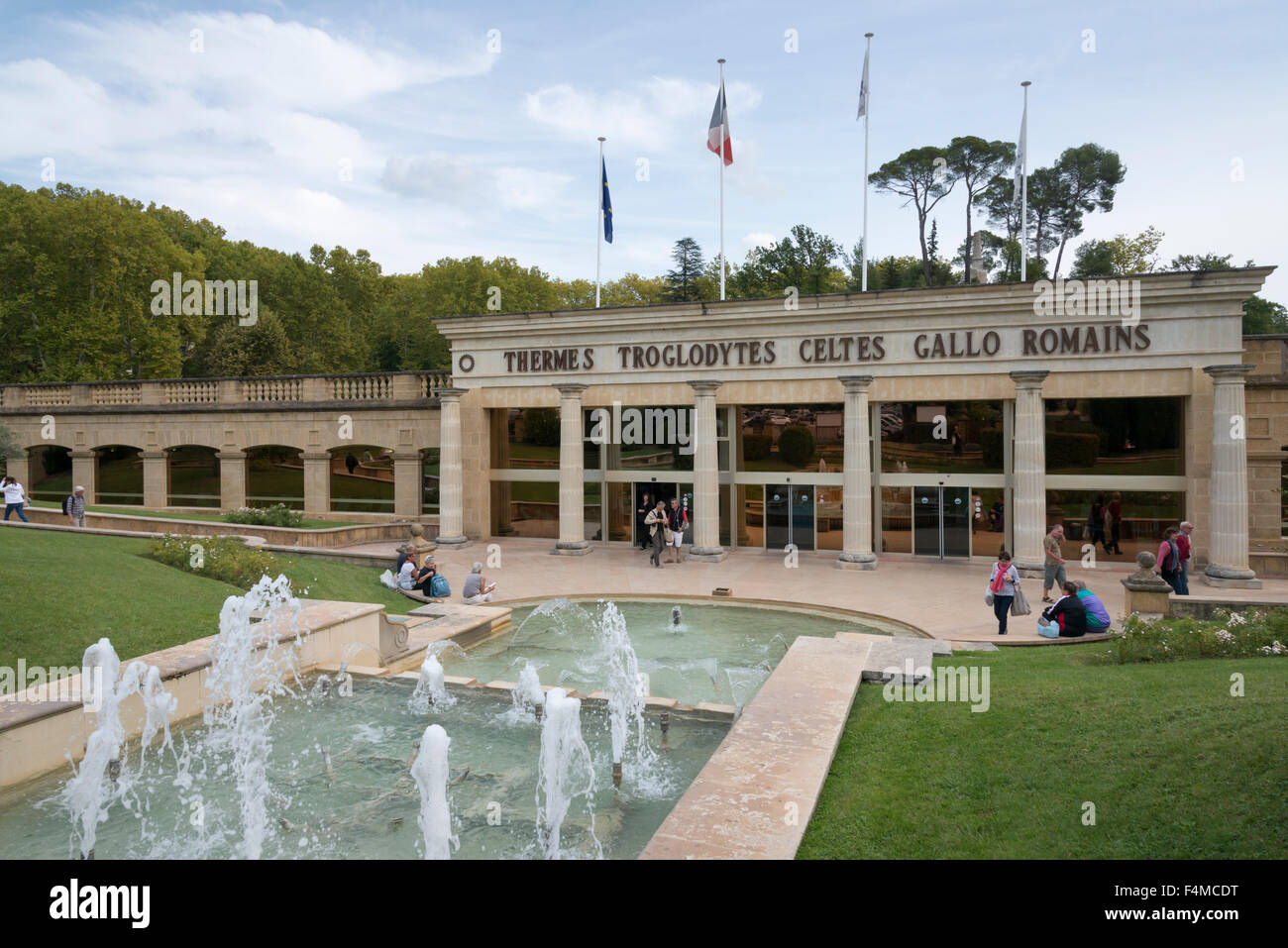 The troglodytic spa complex and thermal baths at Greoux Les Bains Provence France Stock Photo