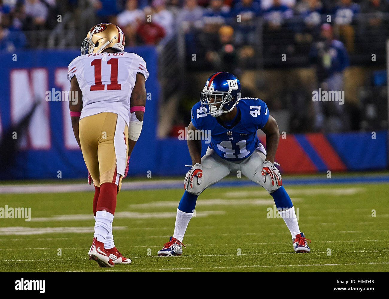 Giants' cornerback D.RodgersCromartie (41) defend 49ers' wide receiver