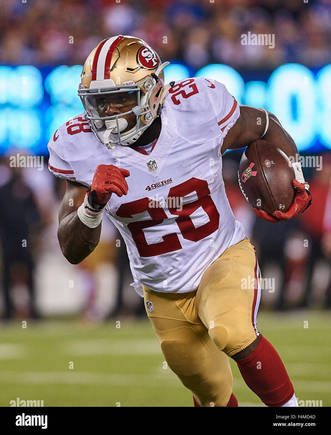 49ers running back Carlos Hyde (28) during NFL action between the San  Francisco 49ers and the New York Giants at Met Life Stadium in East  Rutherford, New Jersey. The Giants defeated the
