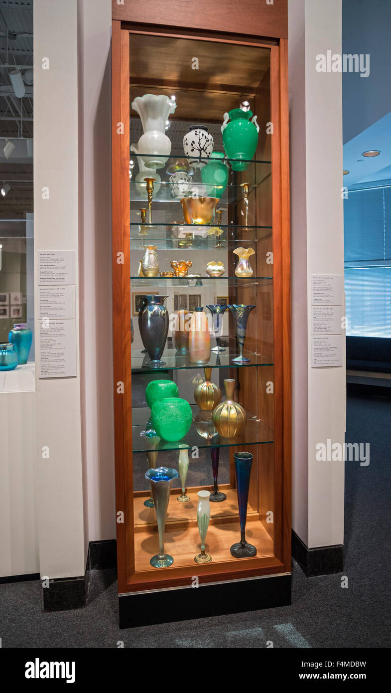 American Art Glass exhibit  Louis C.Tiffany and F. Carder. Stock Photo