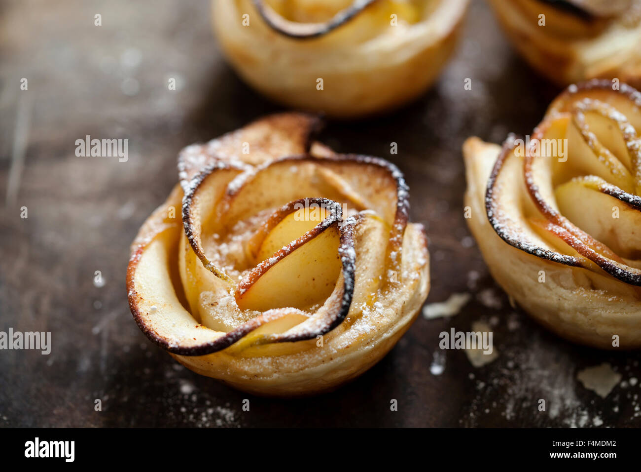 Puff pastry apple roses Stock Photo